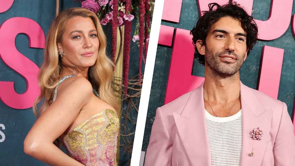 Actress Blake Lively (left) and director Justin Baldoni (right) during the New York premiere of the film "It Ends with Us"