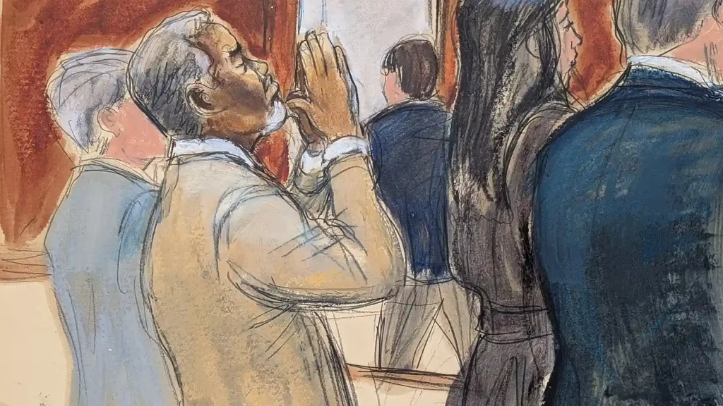 Sean "Diddy" Combs reacts after he was convicted of prostitution-related offenses but acquitted of sex trafficking and racketeering charges 